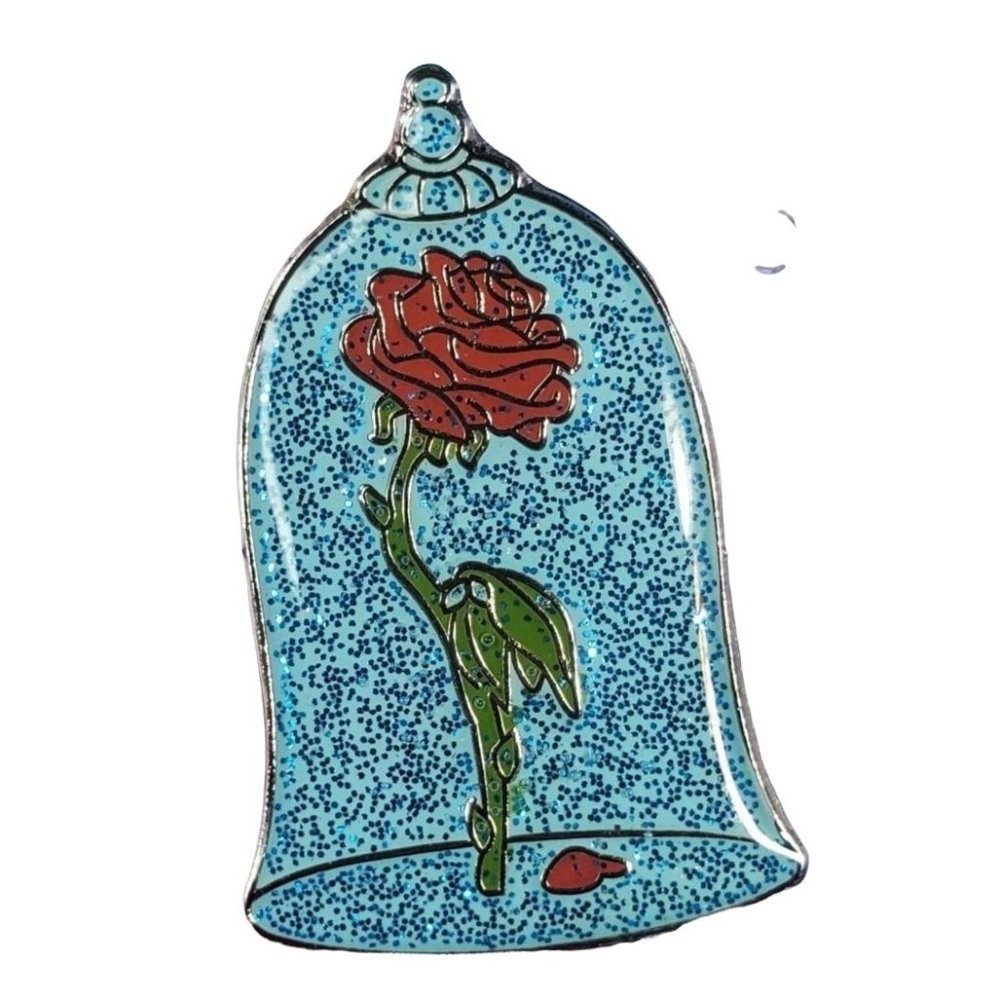 Beauty Beast Lapel Pin Belle Glitter Rose Enamel Pin Jewelry Badge Brooch Gift